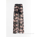 Chiffon print wide trousers